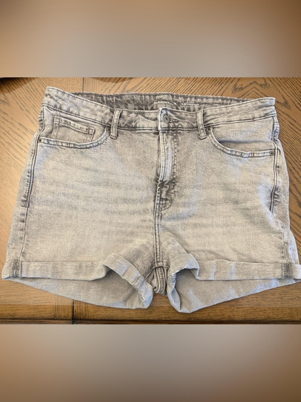 Old Navy Light Gray Cuffed Denim Shorts